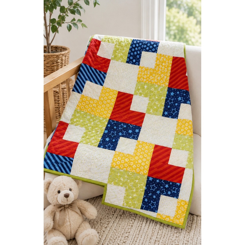 Handmade Patchwork Baby Quilt Minky Dot Backing Colorful 30x30‎